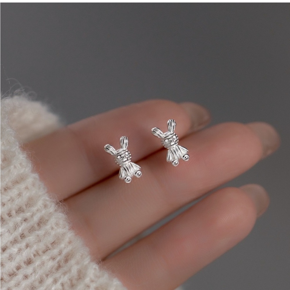 Gold Bunny Rabbit Dainty Minimalist Stud Post Earrings